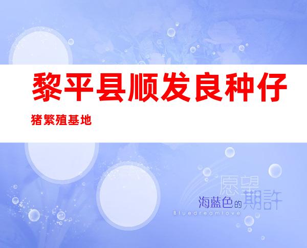 黎平县顺发良种仔猪繁殖基地